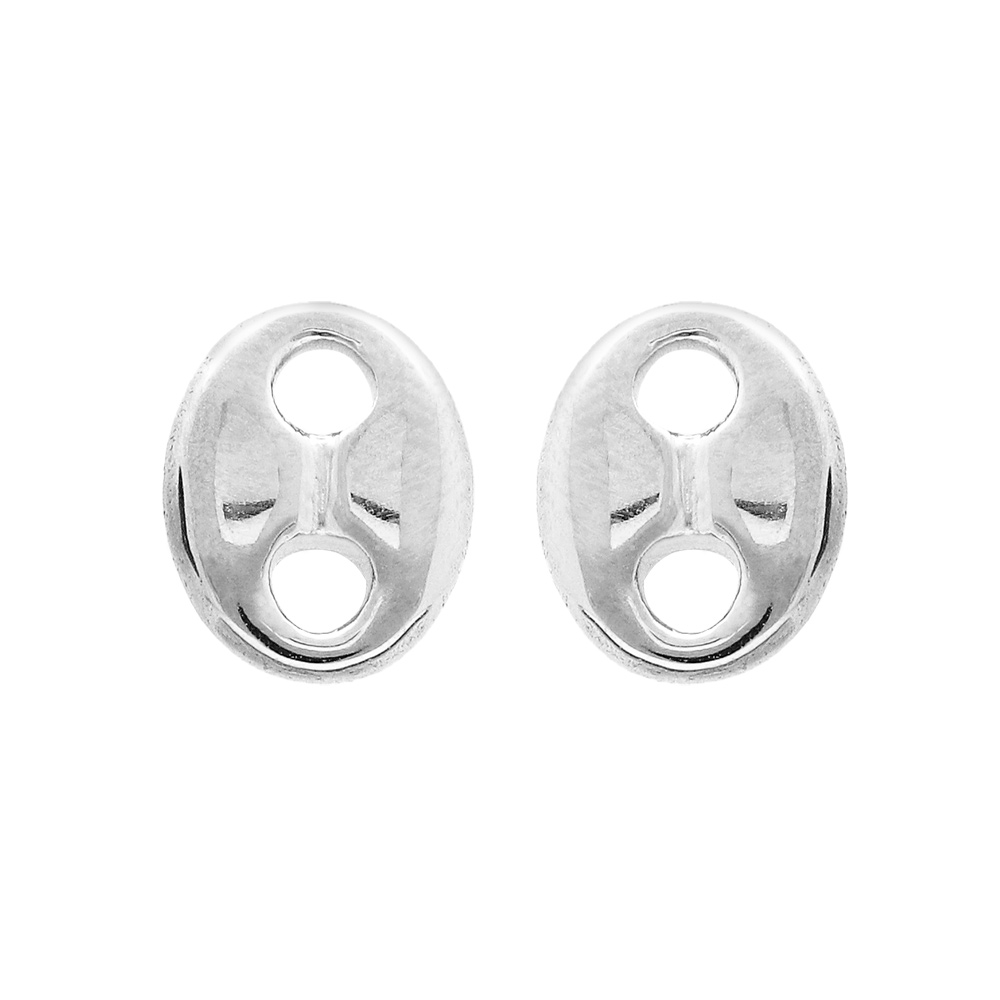 Boucles d\'oreille en acier maille grain de caf� massive 10*8mm - Vue 1