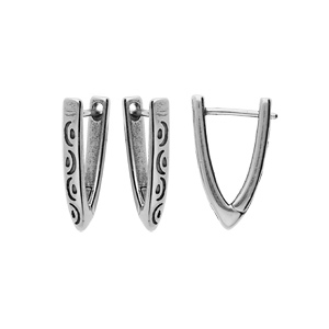 Boucles d\'oreille en acier patin forme v avec motifs - Vue 1