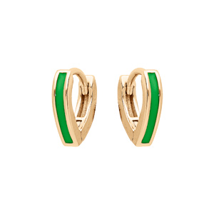 Boucles d\'oreille en argent dor anneau forme V vert - Vue 1