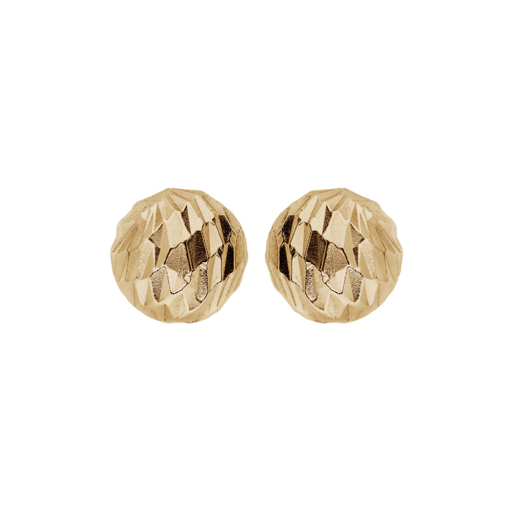 Boucles d\'oreille en argent et dorure jaune boule diamant�e 5mm et fermoir poussette - Vue 1