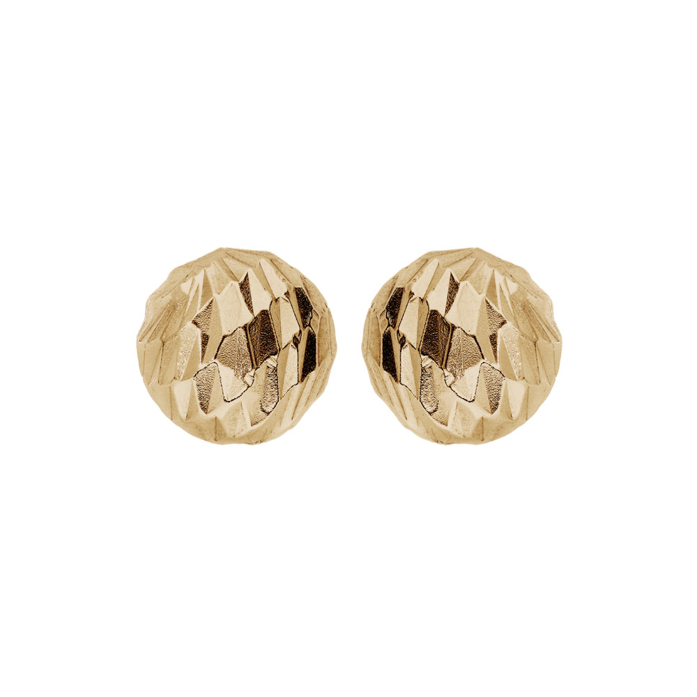 Boucles d\'oreille en argent et dorure jaune boule diamant�e 6mm et fermoir poussette - Vue 1