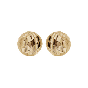 Boucles d\'oreille en argent et dorure jaune boule diamante 6mm et fermoir poussette - Vue 1