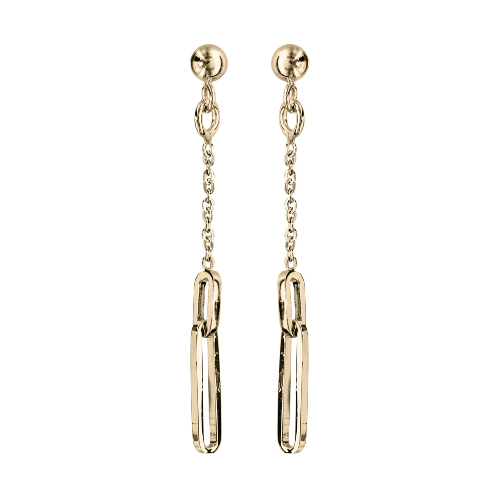 Boucles d\'oreille en argent et dorure jaune cha�nette avec rectangle suspendu - Vue 1