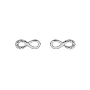 Boucles d\'oreille en argent platin infini oxydes blancs sertis avec fermoir poussette - Vue 1