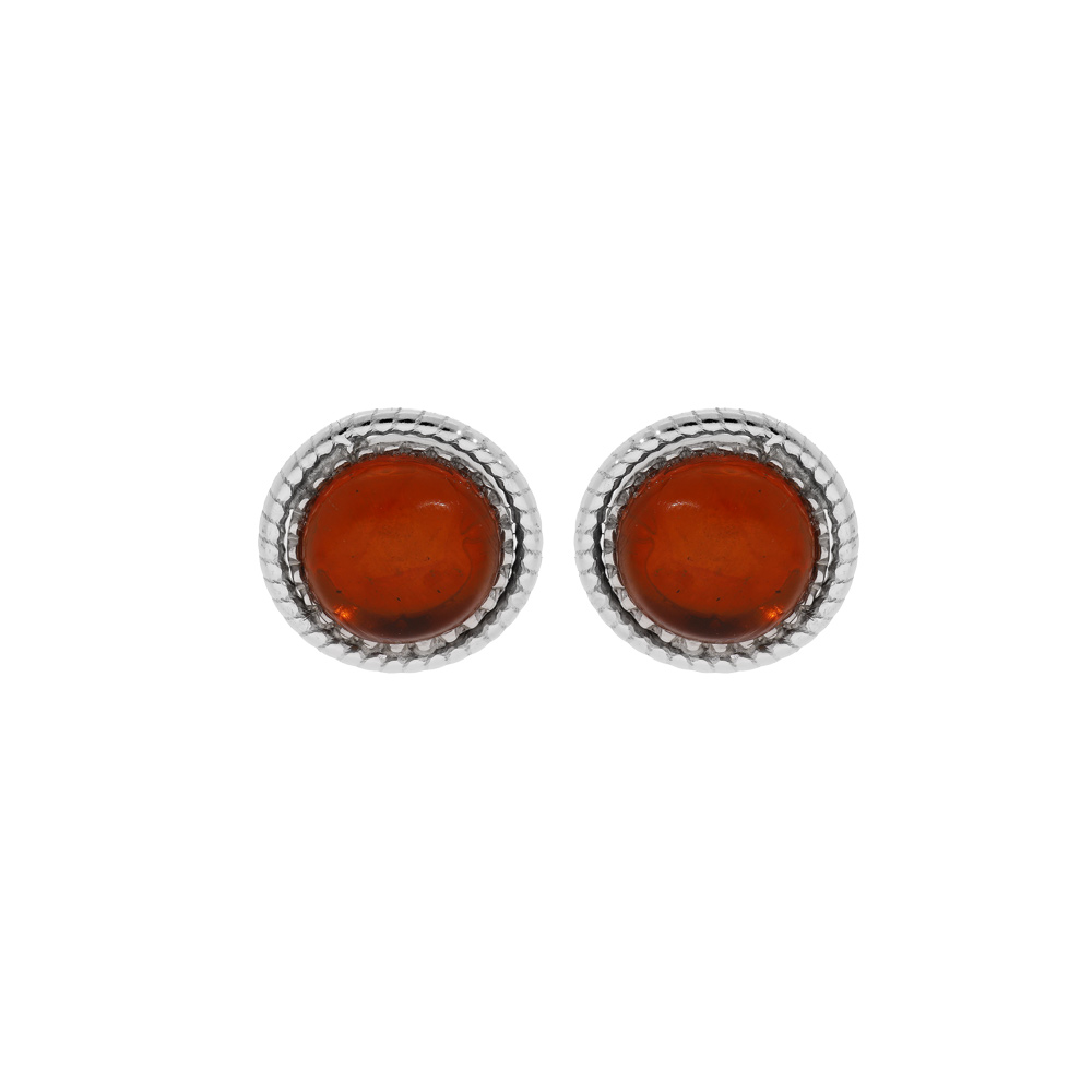 Boucles d\'oreille en argent rhodi� Ambre v�ritable de 6mm et fermoir poussette - Vue 1