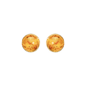 Boucles d\'oreille en argent rhodi boule 5mm ambre vritable et fermoir poussette - Vue 1