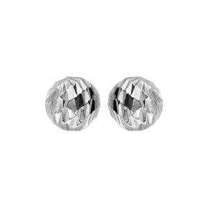 Boucles d\'oreille en argent rhodi boule diamante 5mm et fermoir poussette - Vue 1