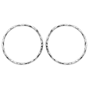 Boucles d\'oreille en argent rhodi cercle martel 25mm de fermoir poussette - Vue 1