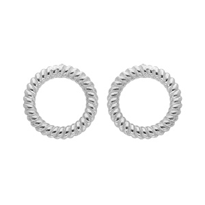 Boucles d\'oreille en argent rhodi cercle torsad vid et fermoir poussette - Vue 1