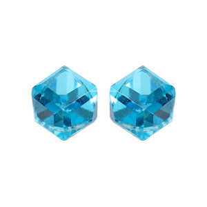 Boucles d\'oreille en argent rhodi cube bleu et fermoir poussette - Vue 1