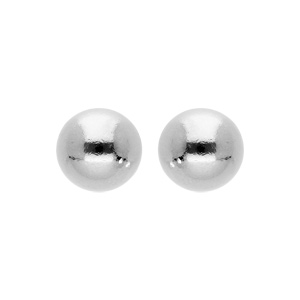 Boucles d\'oreille en argent rhodi demi boule lisse 7mm et fermoir poussette - Vue 1