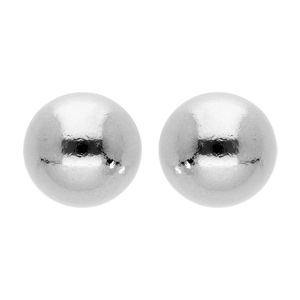 Boucles d\'oreille en argent rhodi demi boule lisse 9mm et fermoir poussette - Vue 1