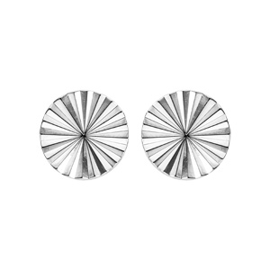 Boucles d\'oreille en argent rhodi disque ethnique 8mm et  fermoir poussette - Vue 1