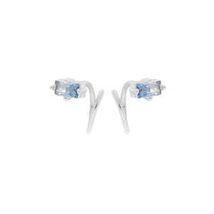 Boucles d\'oreille en argent rhodi enroule avec oxyde bleu ciel - Vue 1