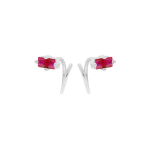 Boucles d\'oreille en argent rhodi enroule avec oxyde rouge - Vue 1