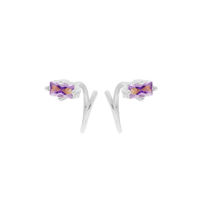 Boucles d\'oreille en argent rhodi enroule avec oxyde violet - Vue 1