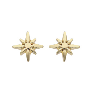 Boucles d'oreille en argent rhodi� et dorure jaune �toile Edelweis et fermoir poussette Edelweiss
