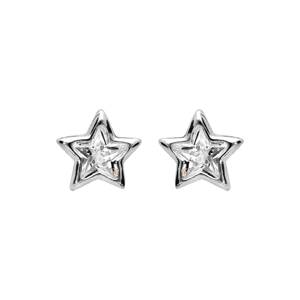 Boucles D'oreilles Pendantes étoile - Argent 925 Rhodié - Neuf Avec étiquettes