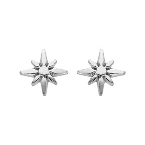 Boucles d'oreille en argent rhodi� �toile Edelweis et fermoir poussette Edelweiss