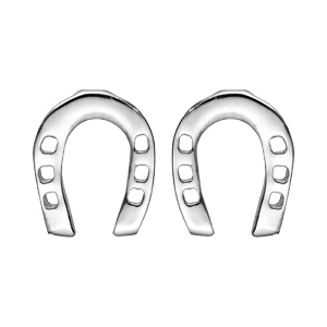 Boucles d\'oreille en argent rhodi fer  cheval et fermoir poussette - Vue 1