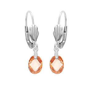 Boucles d\'oreille en argent rhodi goutte oxyde orange facett et fermoir dormeuse - Vue 1