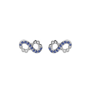 Boucles d\'oreille en argent rhodi infini 8mm avec oxydes bleus et fermoir poussette - Vue 1