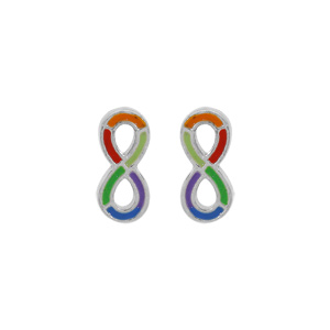 Boucles d\'oreille en argent rhodi motif infini color et fermoir poussette - Vue 1