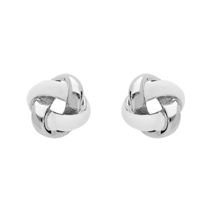 Boucles d\'oreille en argent rhodi noeud de rsine blanche avec fermoir poussette - Vue 1