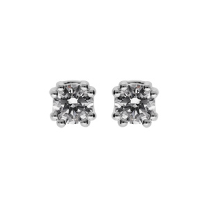 Boucles d\'oreille en argent rhodi oxyde 5mm blanc serti 8 griffes et fermoir poussette - Vue 1