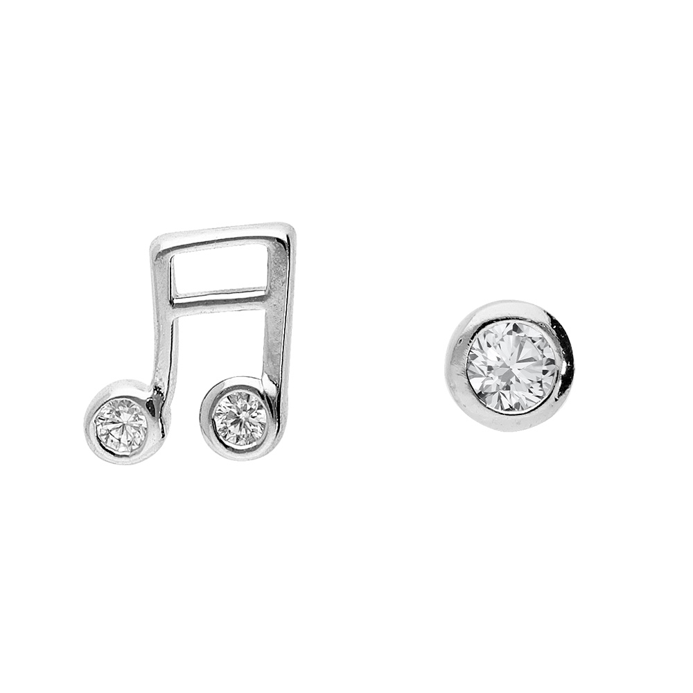 Boucles D’oreilles En Argent Sterling 925 Rhodié – Motif Clé De Sol Musique – Tata Gisèle, Neuves