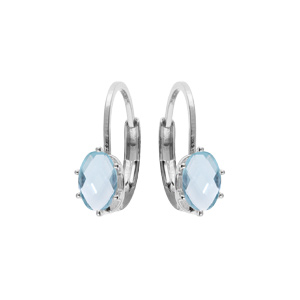 Boucles d\'oreille en argent rhodi oxyde bleu ciel serti, fermoir dormeuse - Vue 1