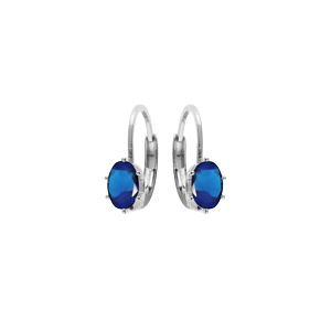 Boucles d\'oreille en argent rhodi oxyde bleu fonc serti, fermoir dormeuse - Vue 1