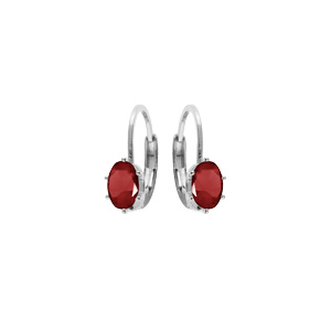 Boucles d\'oreille en argent rhodi oxyde rouge serti, fermoir dormeuse - Vue 1