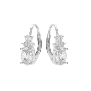 Boucles d\'oreille en argent rhodi oxydes blancs avec fermoir dormeuse - Vue 1