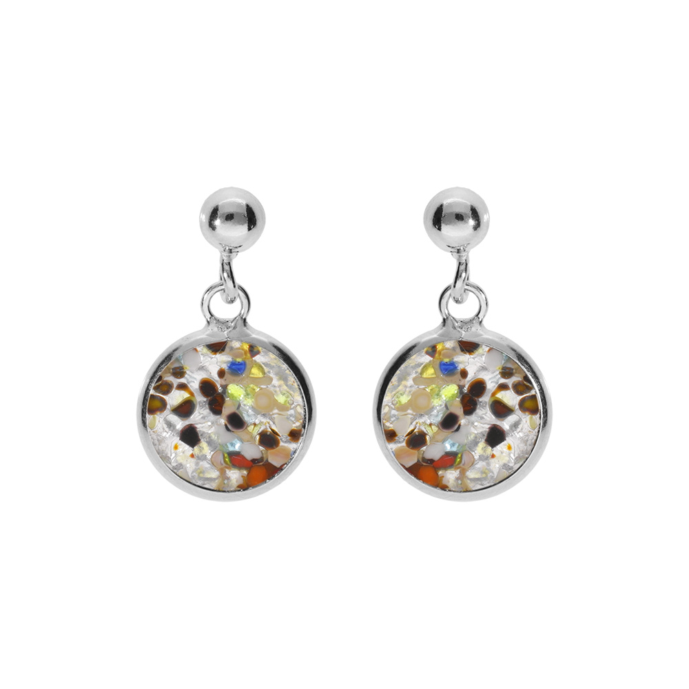 Boucles d\'oreille en argent rhodi� pastille 10mm Murano v�ritable bor�ale - Vue 1