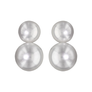 Boucles d\'oreille en argent rhodi 2 perles d\'eau douce (7mm et 9mm) et fermoir tige - Vue 1