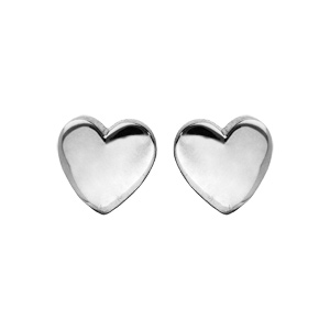 Boucles d\'oreille en argent rhodié petit cœur et fermoir poussette - Vue 1