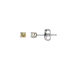 Boucles d\'oreille en argent rhodi pierre vritable Citrine 2.5mm et fermoir poussette - Vue 1