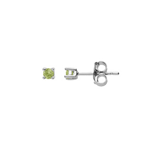 Boucles d\'oreille en argent rhodi pierre vritable Pridot 2.5mm et fermoir poussette - Vue 1