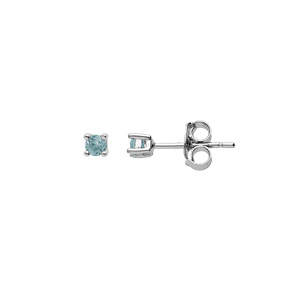 Boucles d\'oreille en argent rhodi pierre vritable Topaze bleu 2.5mm et fermoir poussette - Vue 1