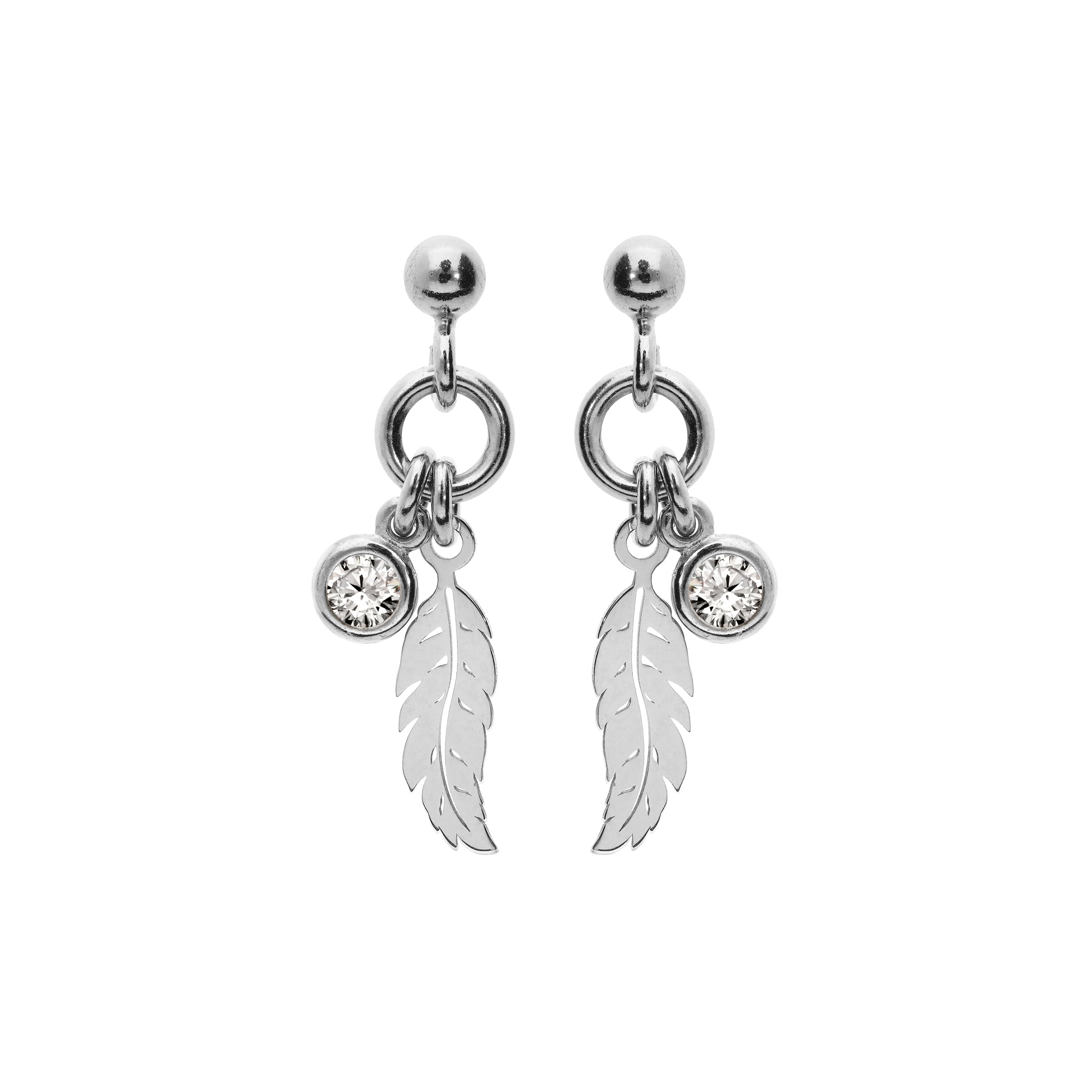 Boucles d'oreilles plume | Argent 925 rhodié | Bijou