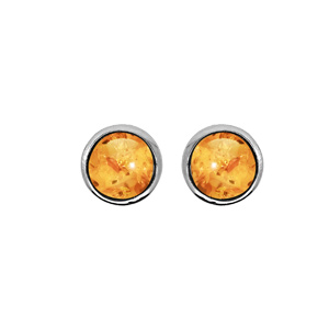 Boucles d\'oreille en argent rhodi rond en ambre vritable cercl et fermoir poussette - Vue 1