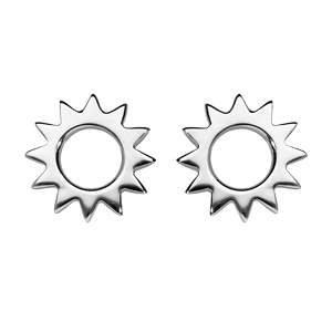 Boucles d\'oreille en argent rhodié soleil ajouré et fermoir poussette - Vue 1