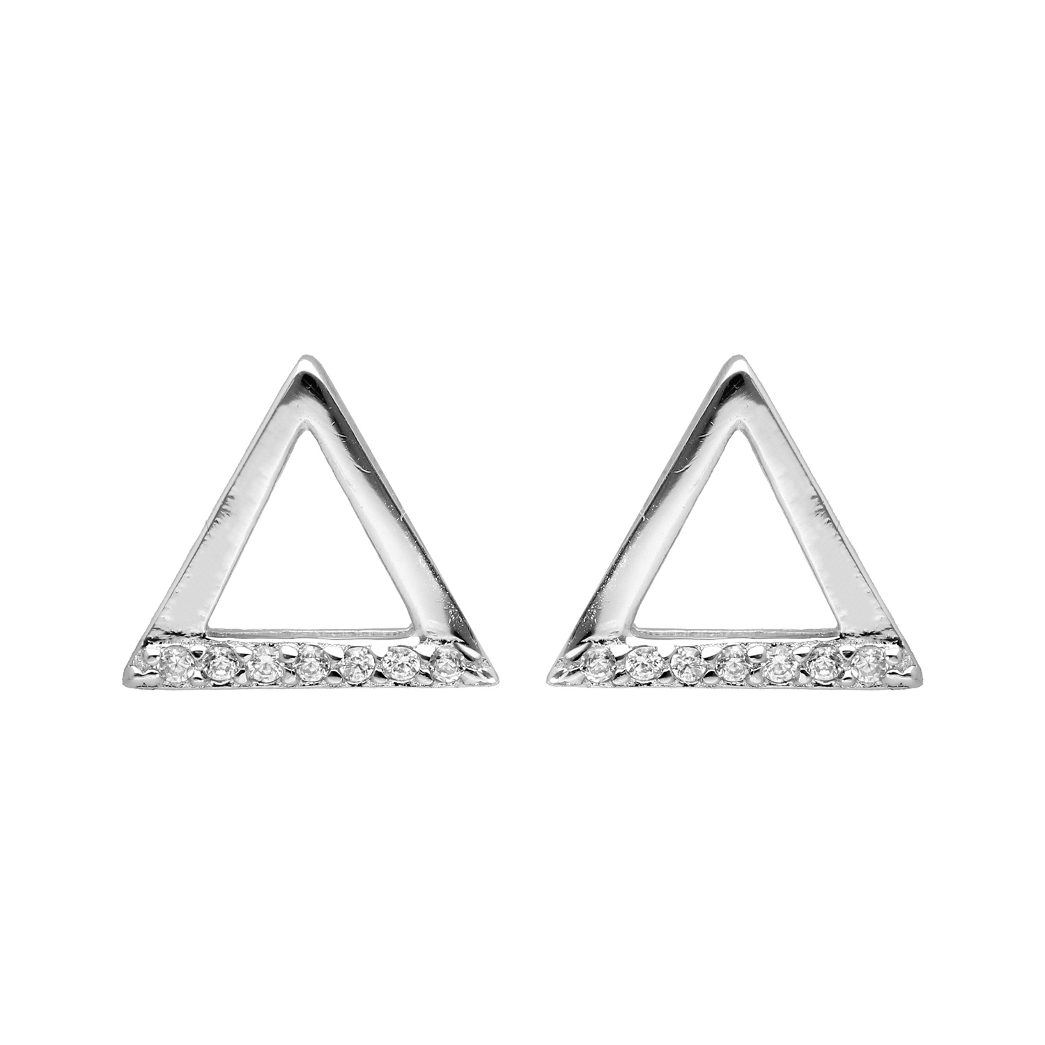 Boucles D'oreilles Puces Triangle En Argent 925°°° Rhodié - Garanti Sans Nickel, Neuf Avec étiquettes