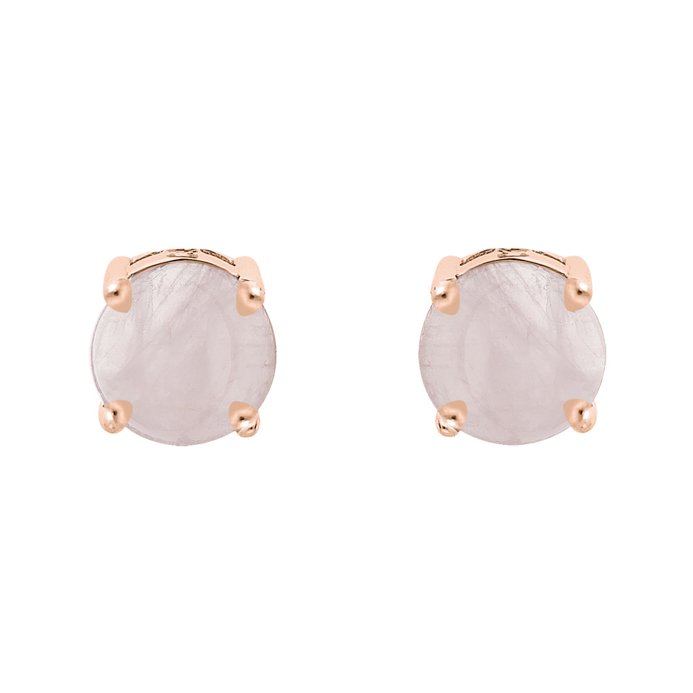 Boucles d\'oreille en argent rose pierre Quartz rose v�ritable 4mm 4 griffes et fermoir poussette - Vue 1