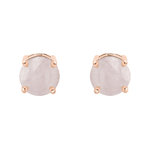 Boucles d\'oreille en argent rose pierre Quartz rose vritable 4mm 4 griffes et fermoir poussette - Vue 1