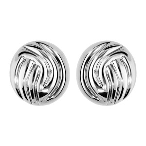 Boucles d\'oreille en palladium boule strie et fermoir  clip - Vue 1