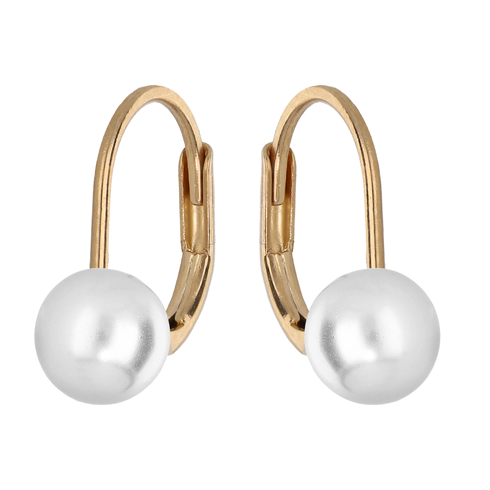 Boucles D’oreilles Plaqué Or 5 Microns – Perle Blanche – Neuves Avec Coffret Et étiquettes