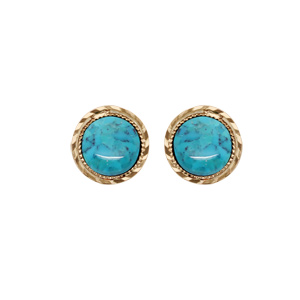 Boucles d\'oreille en plaqu or avec turquoise de synthse et fermoir poussette - Vue 1