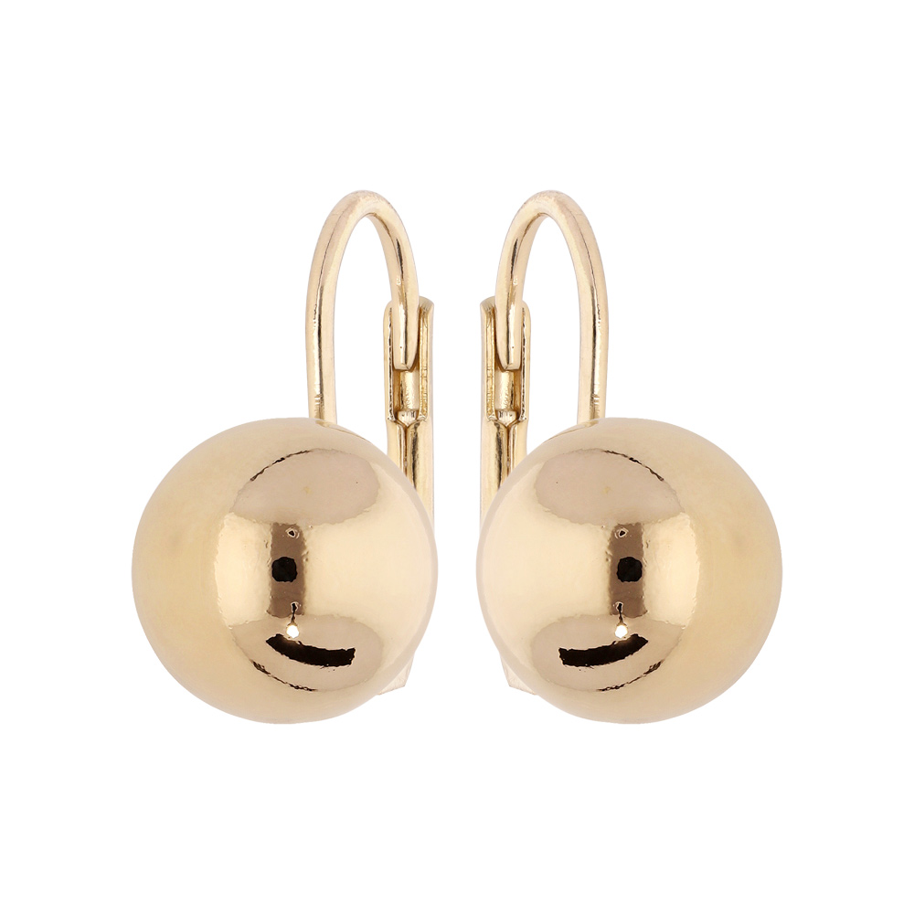 Boucles d\'oreille en plaqu� or boule lisse 10mm et fermoir dormeuse - Vue 1